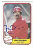 LEON DURHAM Autographed 1981 Fleer Card  St. Louis Cardinals