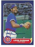 LEON DURHAM Chicago Cubs Autographed 1986 Fleer Card