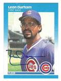 LEON DURHAM Chicago Cubs Autographed 1987 Fleer Card