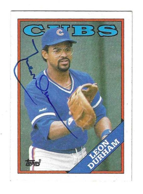 LEON DURHAM Chicago Cubs Autographed 1988 Topps Card