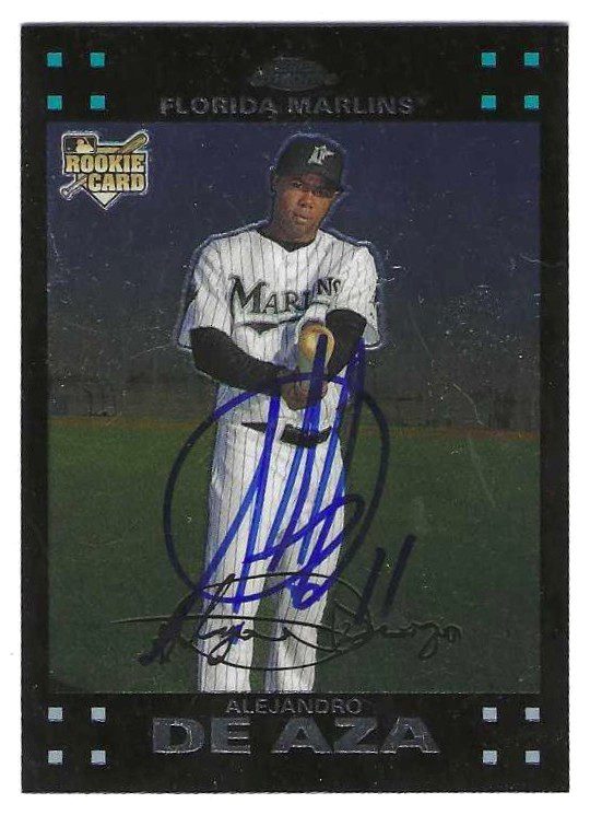 Autographed ALEJANDRO DE AZA Florida Marlins 2007 Topps Chrome Card