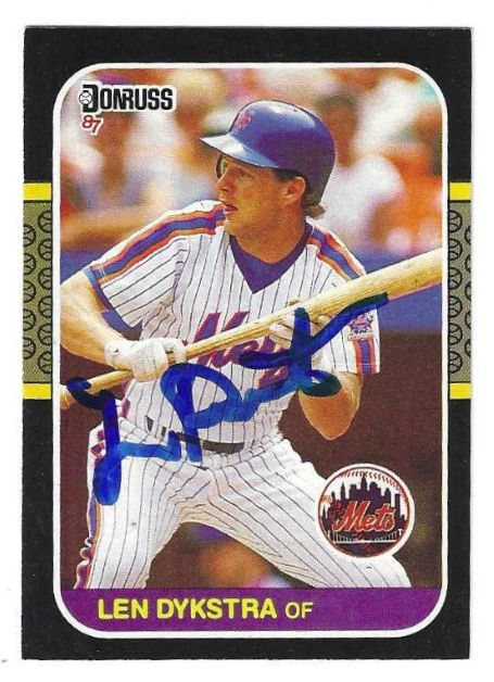 Autographed LENNY DYKSTRA New York Mets 1987 Donruss card