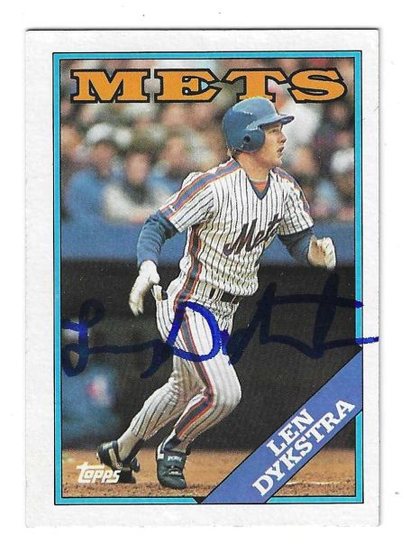 Autographed LENNY DYKSTRA New York Mets 1988 Topps card