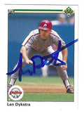 Autographed LENNY DYKSTRA Philadelphia Phillies 1990 Upper Deck Card