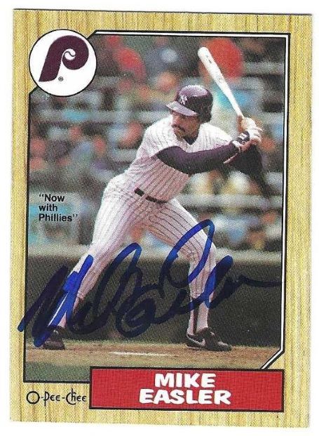 Autographed MIKE EASLER Philadelphia Phillies 1987 O-Pee-Chee Card