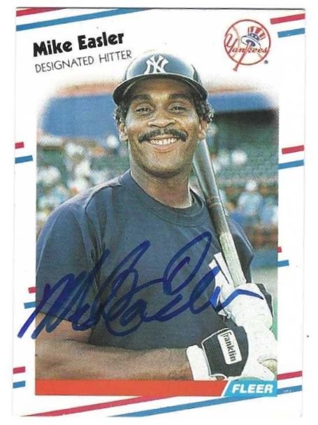 Autographed MIKE EASLER New York Yankees 1988 Fleer Card