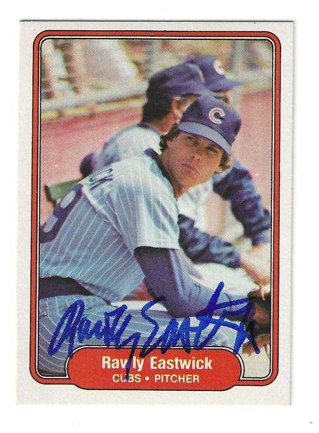 Autographed RAWLEY EASTWICK Chicago Cubs 1982 Fleer Card