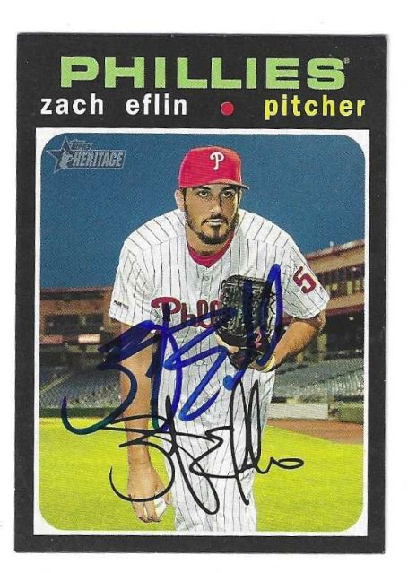 Autographed ZACH EFLIN Philadelphia Phillies 2020 Topps Heritage Card #295