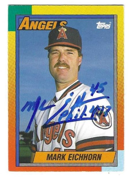 Autographed  MARK EICHHORN California Angels 1990 Topps Card