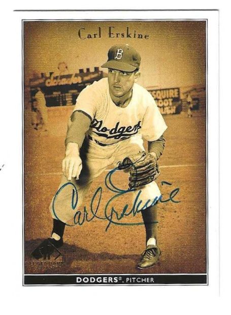 Autographed CARL ERSKINE Brooklyn Dodgers 2002 Upper Deck SP Legendary Cuts Card