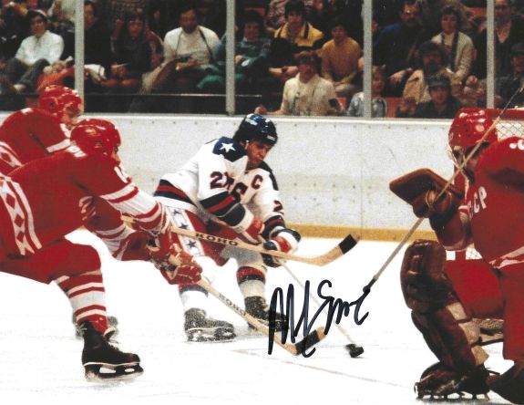 Autographed MIKE ERUZIONE 8X10 USA Hockey Photo - Gold Medal Winner