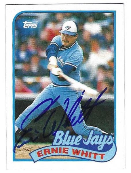 Autographed ERNIE WHITT Toronto Blue Jays 1989 Topps Card