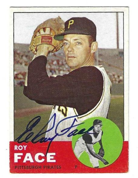 Autographed ELROY FACE Pittsburgh Pirates 1963 Topps Card