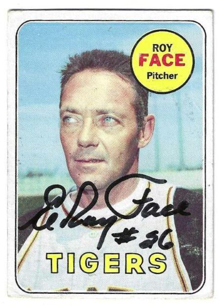 Autographed ELROY FACE Detroit Tigers 1969 Topps Card