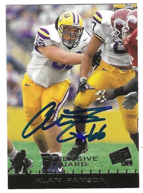 Autographed Alan Faneca LSU Tigers 1998 Press Pass Card