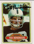 TED HENDRICKS Autographed 1980 Topps Card