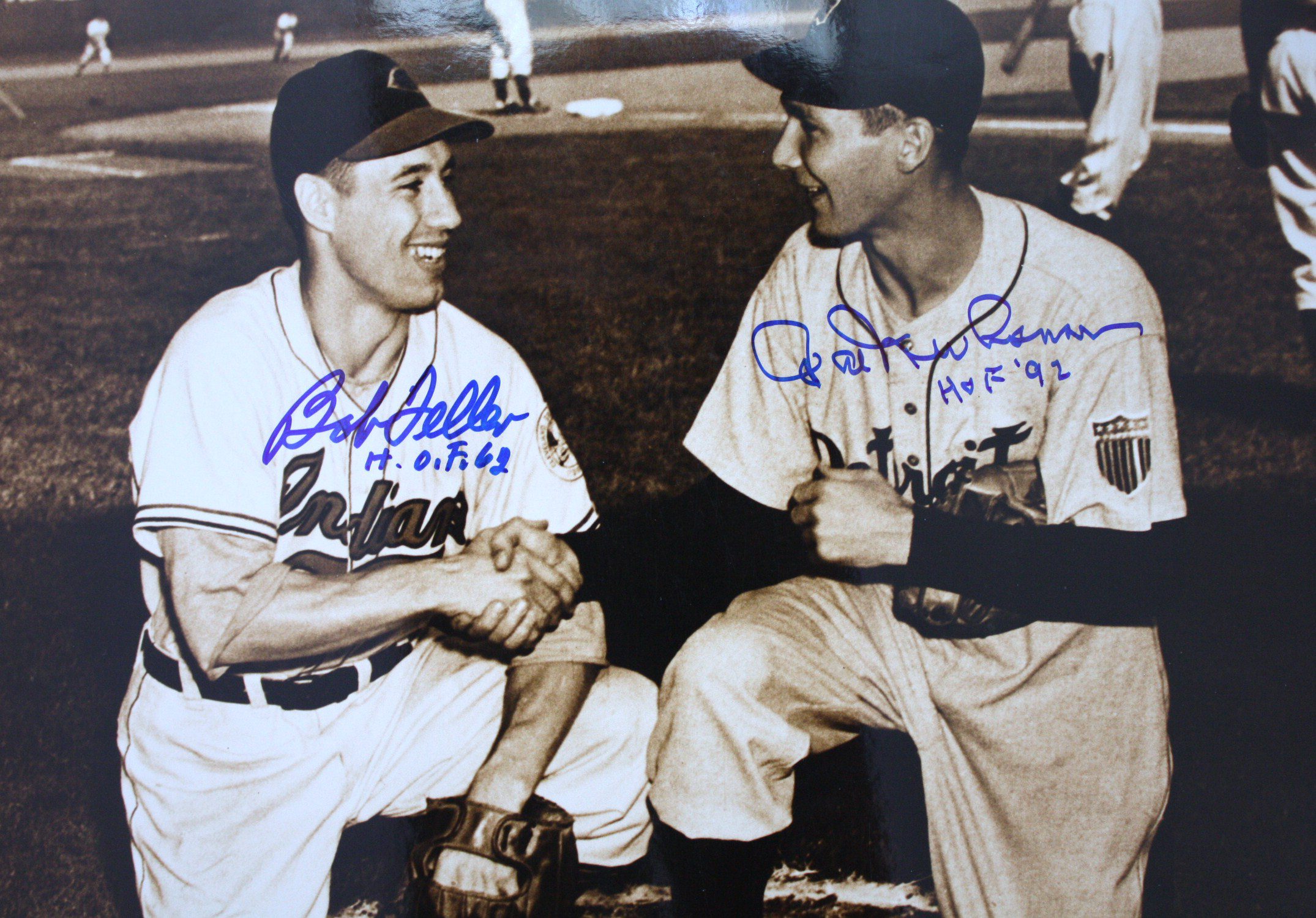 Autographed BOB FELLER & HAL NEWHOUSER 11 X 14 Cleveland Indians photo