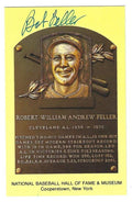 Autographed Bob Feller Hall of Fame Gold Plaque Postcard