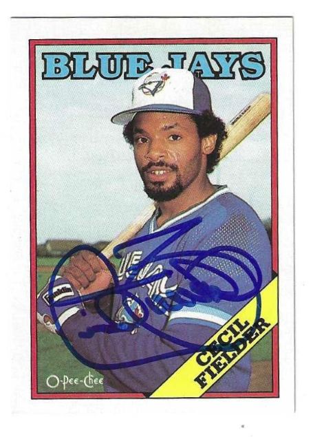 Autographed CECIL FIELDER Toronto Blue Jays 1988 O-Pee-Chee