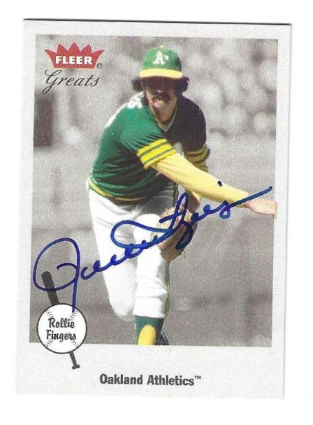 Autographed ROLLIE FINGERS 2002 Fleer Greats of the Game Card