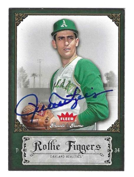 Autographed ROLLIE FINGERS Oakland A's 2006 Fleer Greats of the Game Card