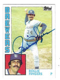 Autographed ROLLIE FINGERS Milwaukee Brewers 1984 Topps Card