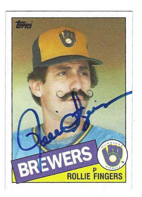 Autographed ROLLIE FINGERS Milwaukee Brewers 1985 Topps Card