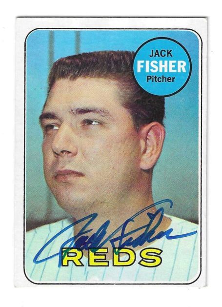 Autographed JACK FISHER Cincinnati Reds 1969 Topps Card