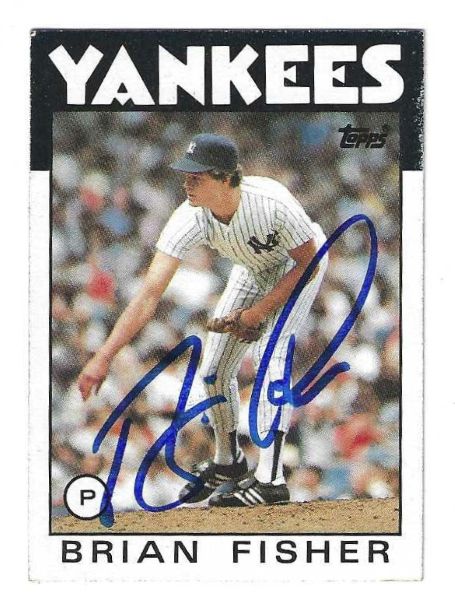 Autographed BRIAN FISHER New York Yankees 1986 Topps Card