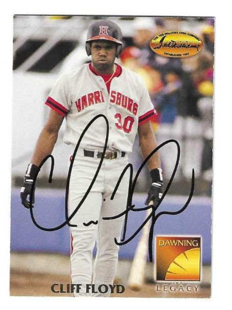 Autographed CLIFF FLOYD Harrisburg Senators 1994 Ted Williams Card Company Card