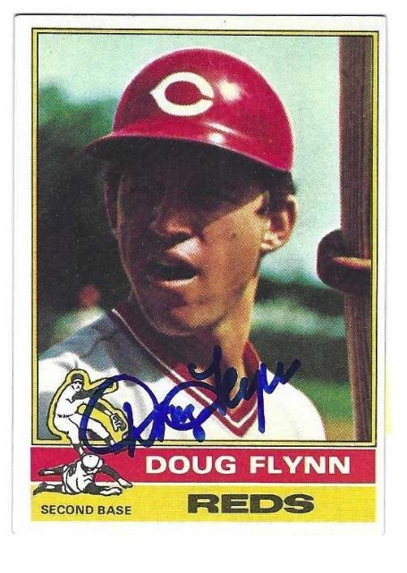 Autographed DOUG FLYNN Cincinnati Reds 1976 Topps Card
