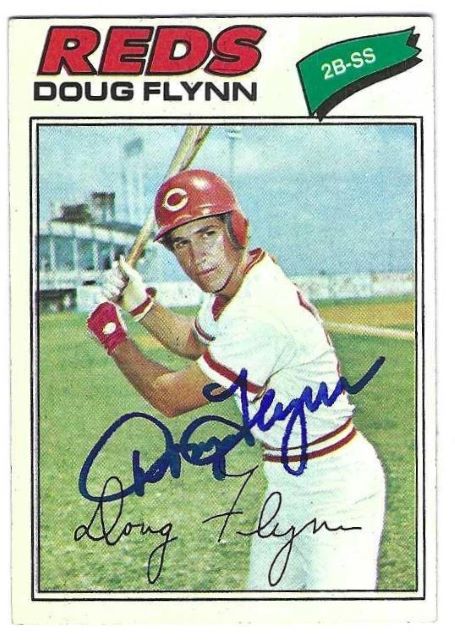 Autographed DOUG FLYNN Cincinnati Reds 1977 Topps Card
