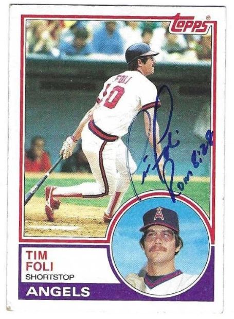 Autographed TIM FOLI California Angels 1983 Topps Card
