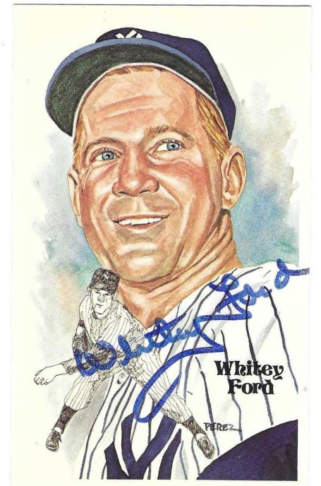 Autographed WHITEY FORD New York Yankees Perez-Steele Post Card