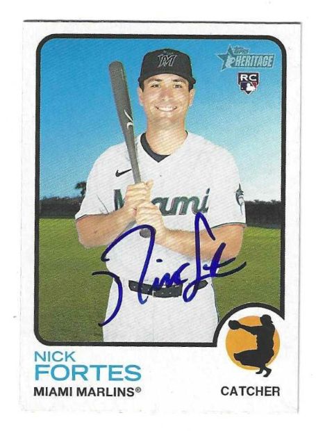 Autographed NICK FORTES Miami Marlins 2022 Topps Heritage Card