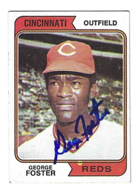 Autographed GEORGE FOSTER Cincinnati Reds 1974 Topps Card