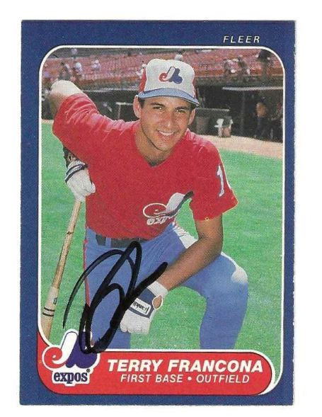 Autographed TERRY FRANCONA Montreal Expos 1986 Fleer Card
