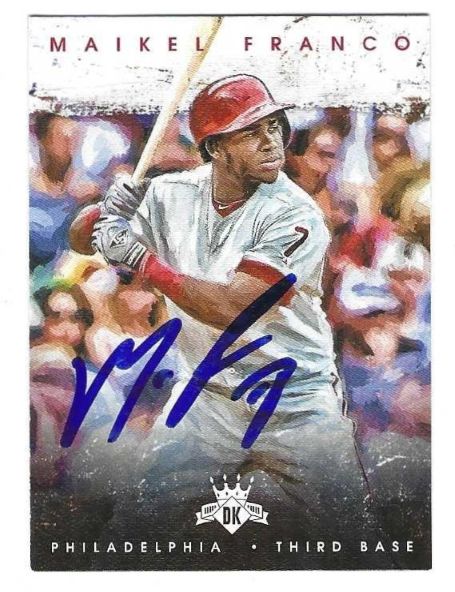 Autographed MAIKEL FRANCO Philadelphia Phillies 2016 Panini Diamond Kings