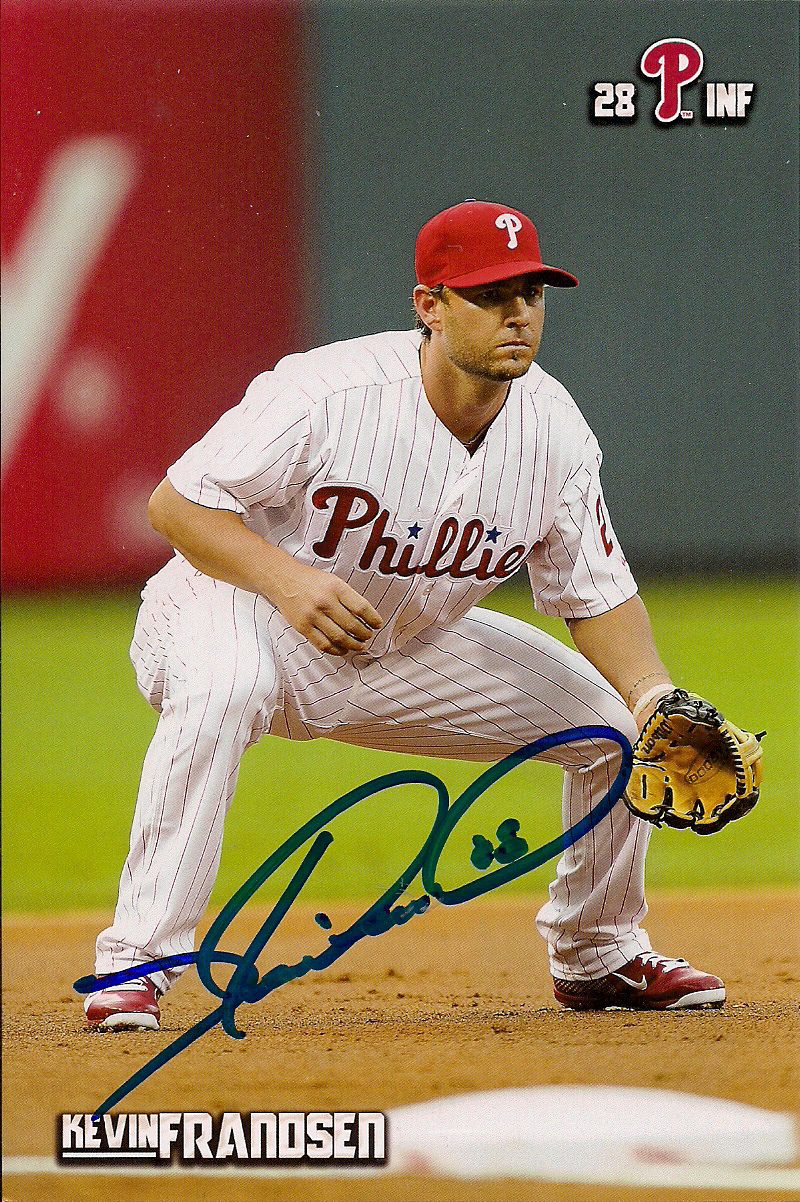 Autographed KEVIN FRANDSEN 2011 Phillies Post card