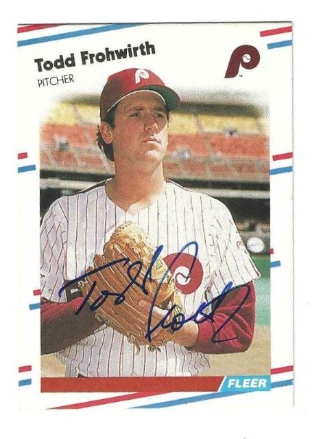 Autographed TODD FROHWIRTH Philadelphia Phillies 1988 Fleer Card