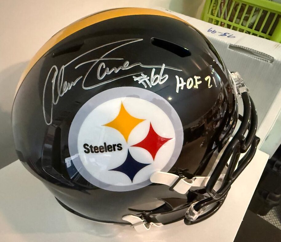 ALAN FANECA Signed Pittsburgh Steelers Full-Size Replica Football Helmet JSA