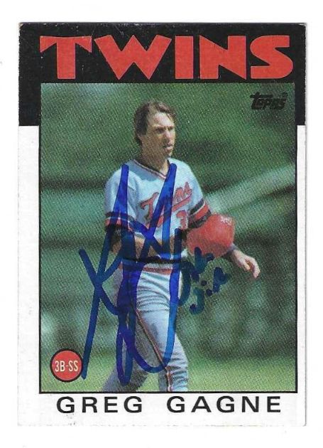 Autographed GREG GAGNE Minnesota Twins 1986 Topps Card