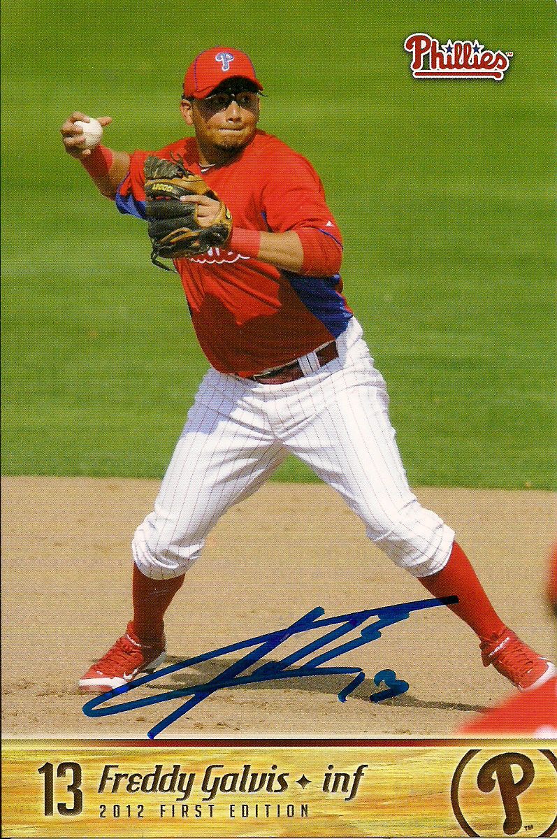 Autographed FREDDY GALVIS 2012  Phillies Post card