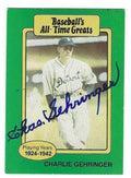 Autographed CHARLIE GEHRINGER 1987 Hygrade Baseball's All Time Greats card