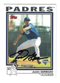 Autographed JUSTIN GERMANO San Diego Padres 2004 Topps Card
