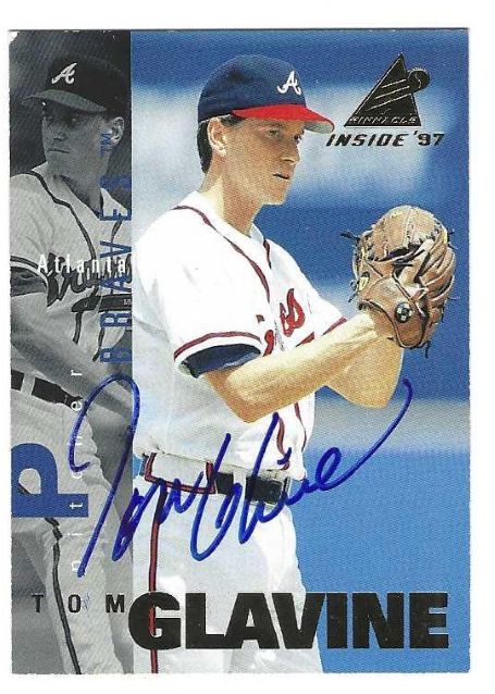 Autographed 1997 Pinnacle Inside TOM GLAVINE Atlanta Braves Card #57