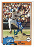 Autographed ED GLYNN New York Mets 1981 Topps Card