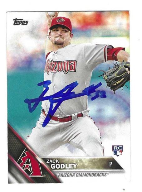 Autographed ZACK GODLEY Arizona Diamondbacks 2016 Topps Card