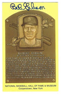 Autographed Bob Gibson Hall of Fame Gold Plaque