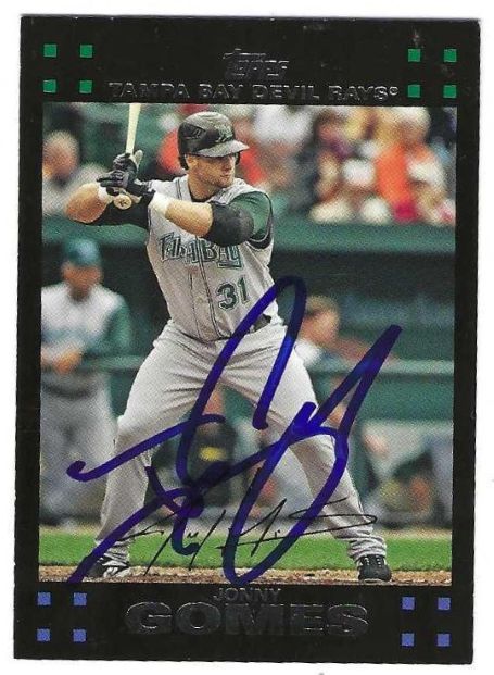Autographed JONNY GOMES Tampa Bay Devil Rays 2007 Topps Card